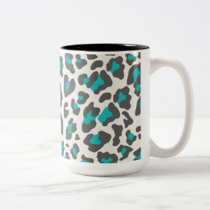 Taza Bicolor Aqua de impresión de leopardo, gris, blanco