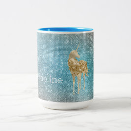 Taza Bicolor Aqua Gold Unicorn Sparkle