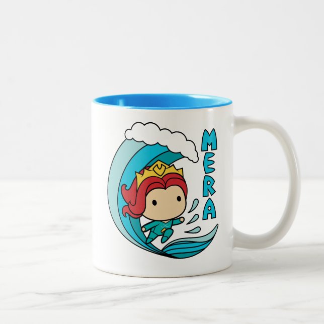Taza Bicolor Aquaman | Gráfico Chibi Mera Riding Wave (Derecha)
