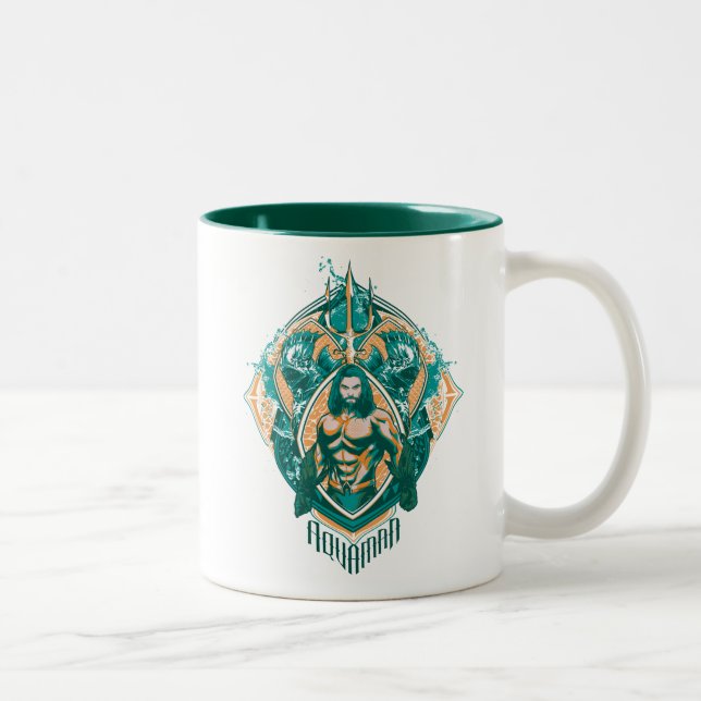 Taza Bicolor Aquaman | Gráfico de Aquaman y Trenchers (Derecha)