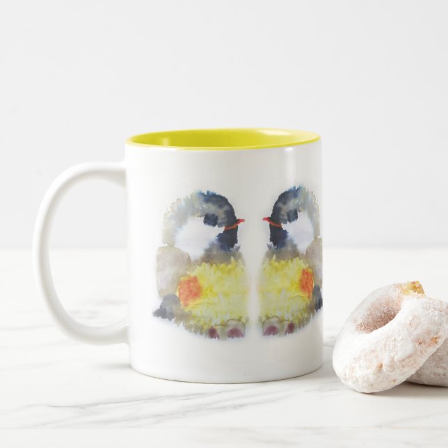 Taza Bicolor Aquarell Kohlmeise (Con donut)