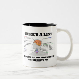 Taza Bicolor Aquí está una lista de algunas de las hormonas (la