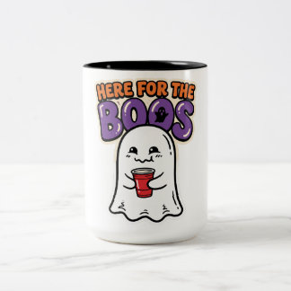 Taza Bicolor Aquí Por Los Abucheos Arte De Fiesta De Halloween 