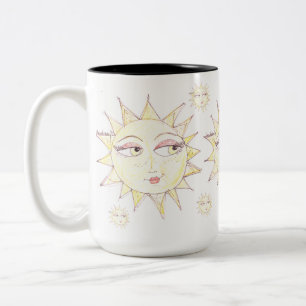 Taza Bicolor Aquí viene el sol...sol de ojos brillantes