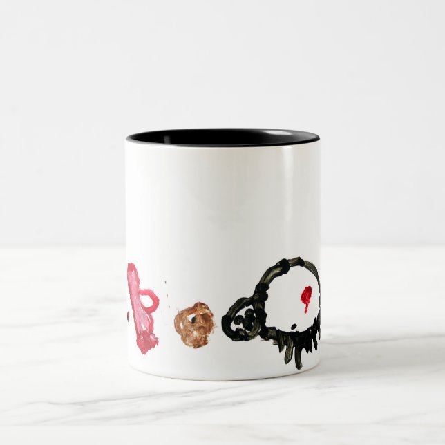 Taza Bicolor Araña con leche y la galleta (Centro)