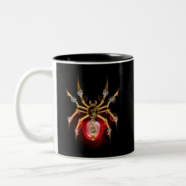 Taza Bicolor Araña steampunk sobre negro (Izquierda)