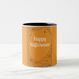 Taza Bicolor Arañas de Halloween naranjas y negras