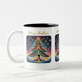 Taza Bicolor Árbol blanco navideño
