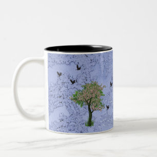 Taza Bicolor Árbol con pájaros