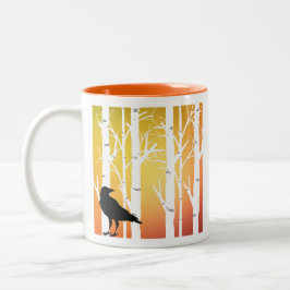 Taza Bicolor Árbol de aves y cuervo