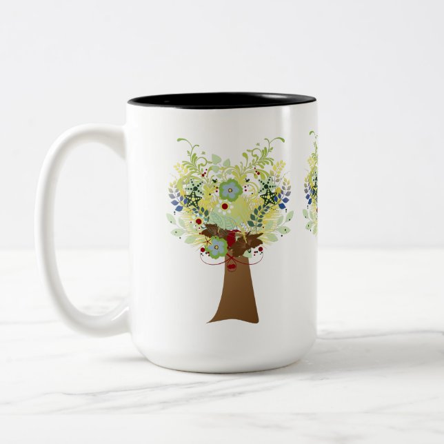 Taza Bicolor Árbol de flores (Izquierda)