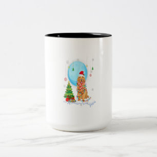 Taza Bicolor Árbol de luz de perro de los Navidades de Golden
