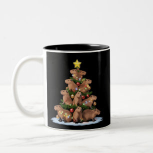 Taza Bicolor Árbol de Navidad de Capybara Regalo Divertido Navi