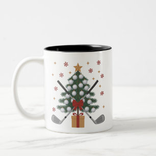 Taza Bicolor Árbol de Navidad de equipo de golf Navidad Golf