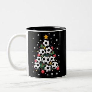 Taza Bicolor Árbol de Navidad de fútbol jugador de fútbol amant