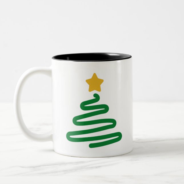 Taza Bicolor Árbol de Navidad Divertido (Izquierda)