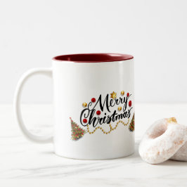 Taza Bicolor Árbol de navidad rojo