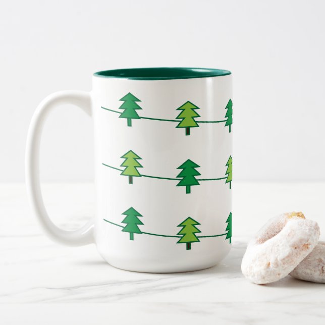 Taza Bicolor Árbol de Navidad Stripe Árbol de Navidad (Con donut)