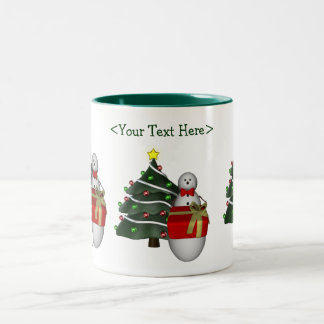 Taza Bicolor Árbol de nieve Navidad personalizado fango de vaca