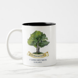 Taza Bicolor Árbol de Reunión Familiar Recuerdo Acuarela Person