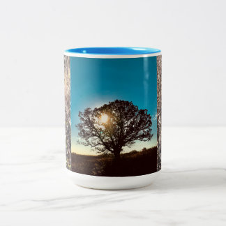 Taza Bicolor Arbol de roble de hierro, Amanecer otoño, Co de do