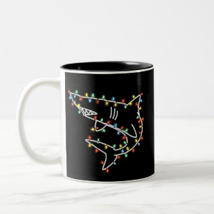 Taza Bicolor Árbol de tiburones Navidad Xmas Mascota Animal Ama