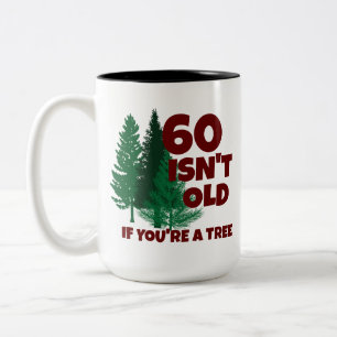Taza Bicolor Árbol de vejez de cumpleaños divertido y personali