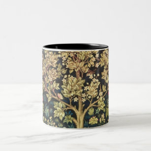 Taza Bicolor Árbol de William Morris del arte floral del