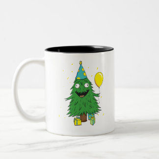 Taza Bicolor Árbol del cumpleaños del navidad