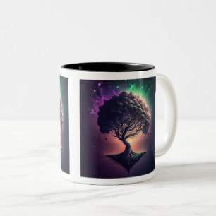 Taza Bicolor Árbol en el espacio Mug de dos tonos, 11 oz