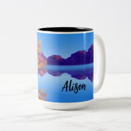 Taza Bicolor "Árbol en el lago azul"