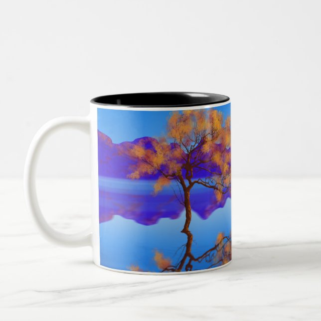 Taza Bicolor "Árbol en el lago azul" (Izquierda)