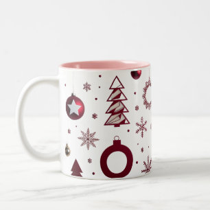 Taza Bicolor Árbol geométrico en capas de rojo profundo dramáti