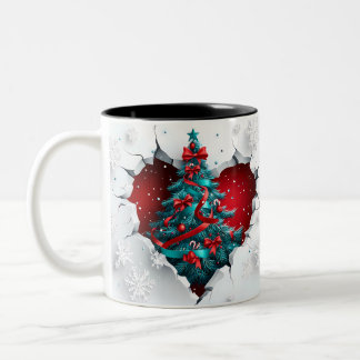 Taza Bicolor Árbol vintage de Navidad, rojo/Verde azulado - Man