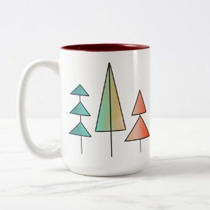 Taza Bicolor árboles de arcoíris modernos de mediados de siglo