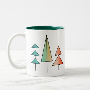 Taza Bicolor árboles de arcoíris modernos de mediados de siglo