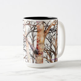Taza Bicolor Árboles de aves de Alaska 15oz Mug