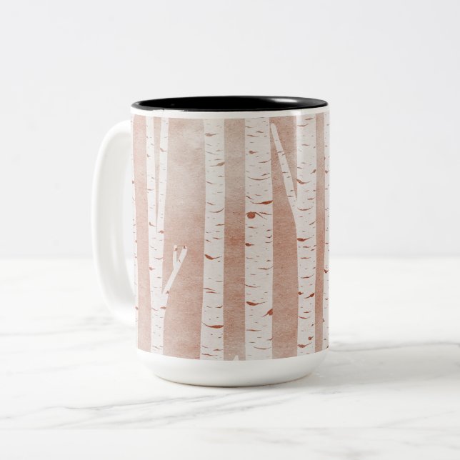Taza Bicolor Árboles de aves ilustrados (Anverso izquierdo)