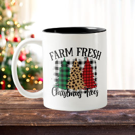 Taza Bicolor Árboles de Navidad de papel de búfalo y leopardo