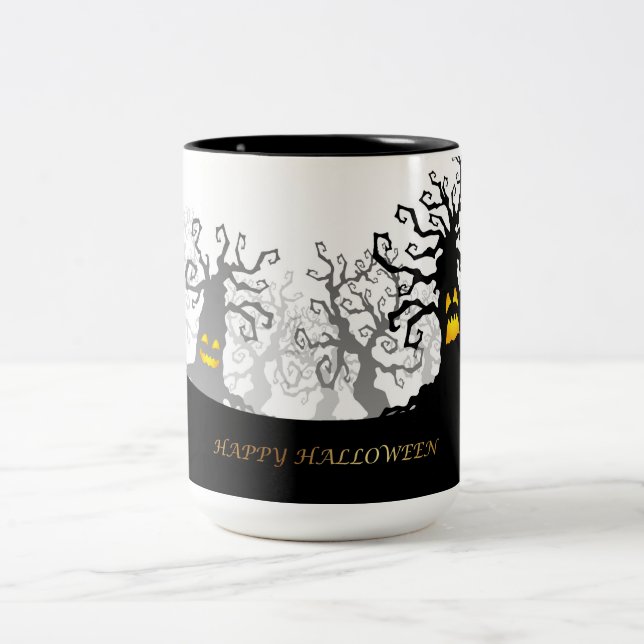 Taza Bicolor Árboles embrujados de Halloween (Centro)