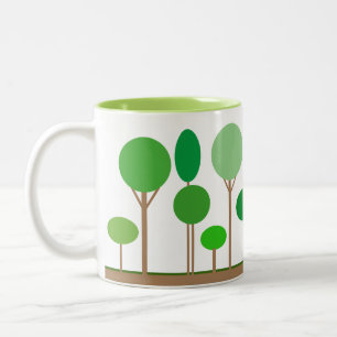 Taza Bicolor Árboles Verdes Abstractos