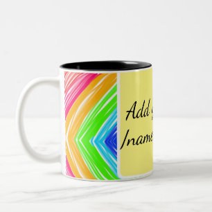 Taza Bicolor Arcoíris acuarela agregar nombre texto mensaje per