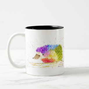 Taza Bicolor Arcoiris lindo Hedgehog Color de agua animal color