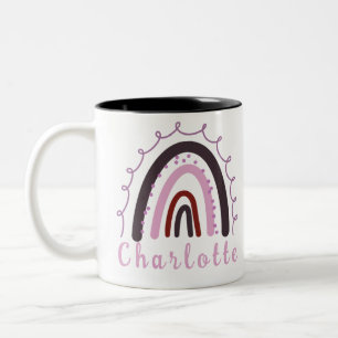 Taza Bicolor Arcoiris Minimalista Boho con nombre personalizado