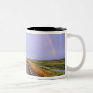 Taza Bicolor Arcoíris sobre vías de ferrocarril cerca de Fairfi