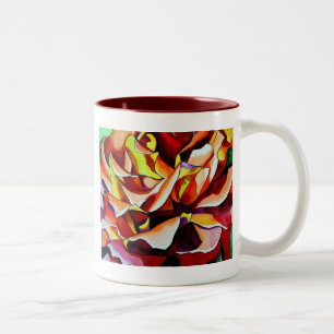 Taza Bicolor Arcoiris Sunset Rosa acuarela arte original