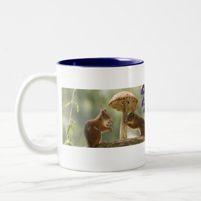 Taza Bicolor Ardillas en hongos (Izquierda)