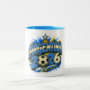 Taza Bicolor Argentina 26 Aficionado de Fútbol Azul Dorado