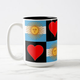 Taza Bicolor Argentina: Patrón de Corazón de Bandera Patriótico
