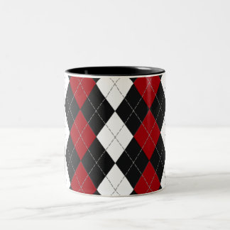 Taza Bicolor Argyle: "Contraste carmesí"